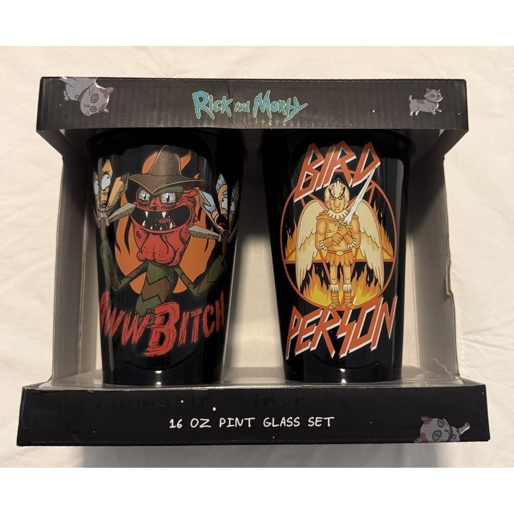 Rick and Morty 16 oz Pint Glass Set Birdperson Scary Terry Just Funky 2017 NEW